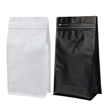 Soft Matte White Packaging Recyclable 1Kg Small Foil Plastic 250G Aluminum Foil Black 12Oz Coffee Bag