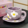 Taza y plato Jl-1060-007r - Flor blanca púrpura - 350ml