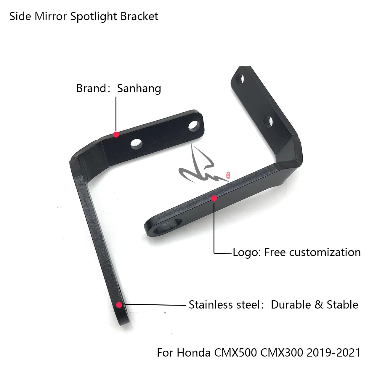 Sanhang For Handlebar Rear View Side Mirror Spotlight Bracket For Honda ...