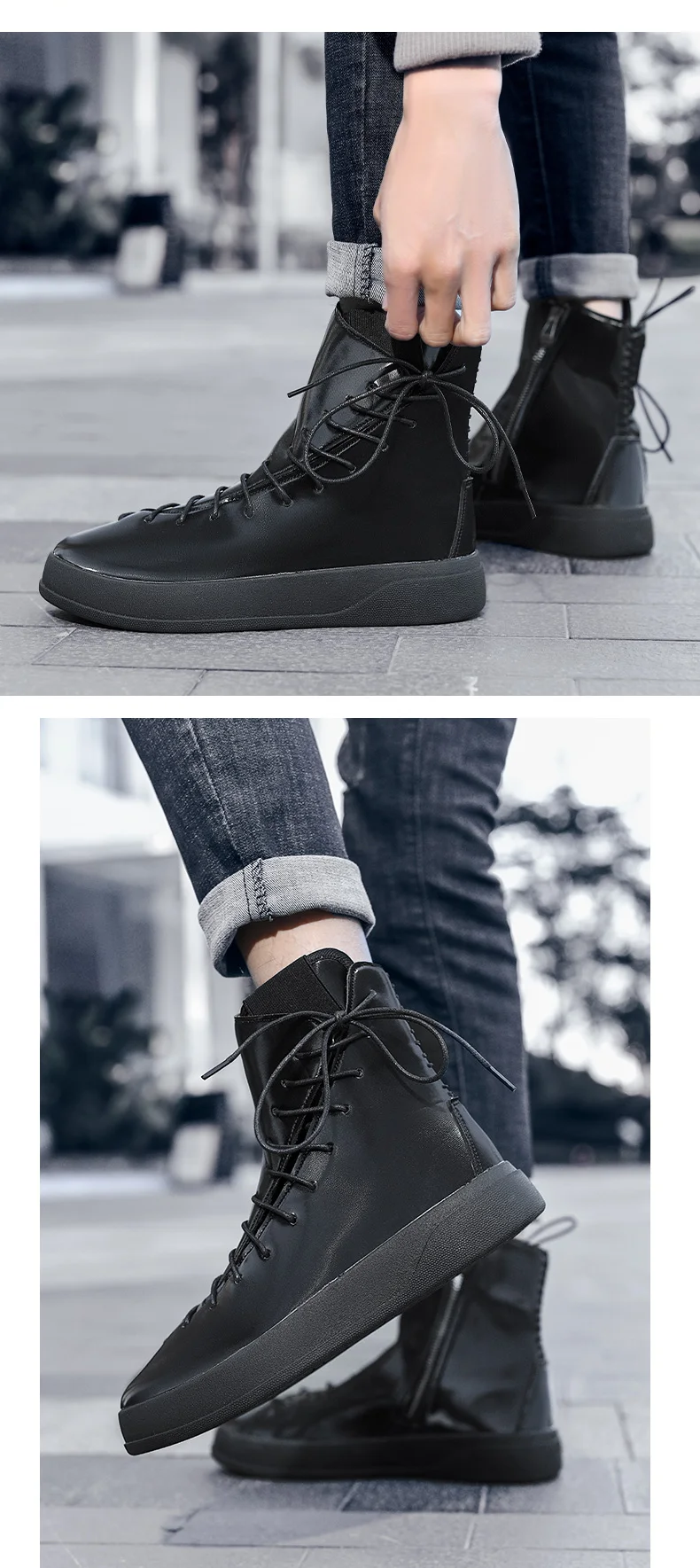 2023 Fashion Men Shoes Spring Autumn Ankle Boots Hightop Sneakers Lace