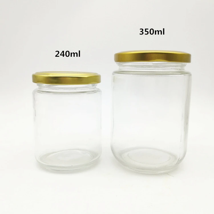 Food Grade Round Transparent 25ml to 1000ml Jam Honey Jelly Glass Storage Jar With Metal Airtight Lid