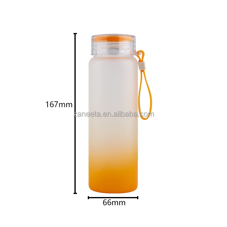 500ml Sublimation Blank Frosted Gradient Color Drinkware Matte Glass Water Bottles