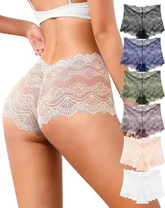 Lady's Sexy High Waist Solid Lace Underwear Bikini Soft Light Breathable Knitted Low-Rise Everyday Style