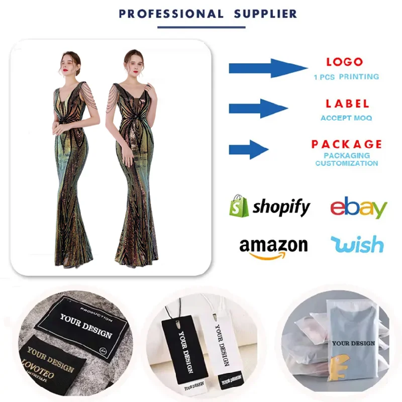 18906 Luxury abiti da sera posizione ricami di paillettes abiti