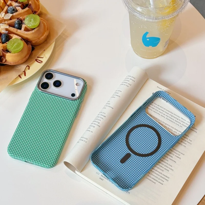 Hot Seller Frosted Carbon Fiber Textured Magnetic Phone Case for iPhone 17 15 16 Pro Max Metal Lens Frame Shockproof Hard Cover