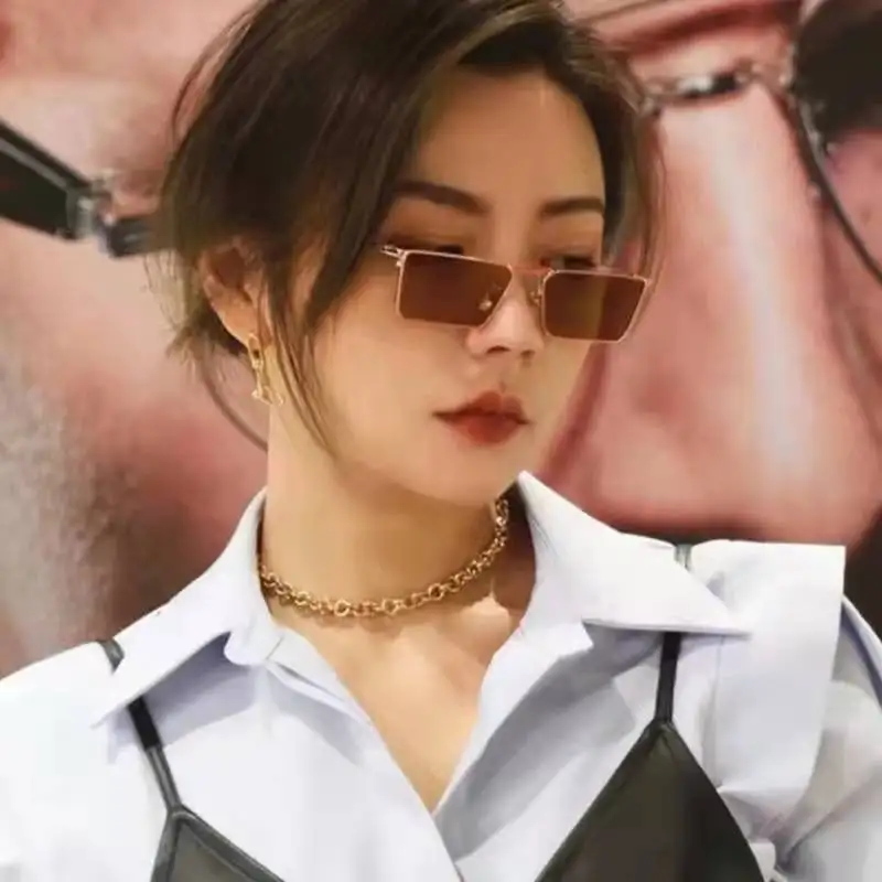 High Quality Candy Colors Small Rectangle Sunglasses Men Women Classic Gold Black Lens Metal Square Vintage Frame Eyewear UV400