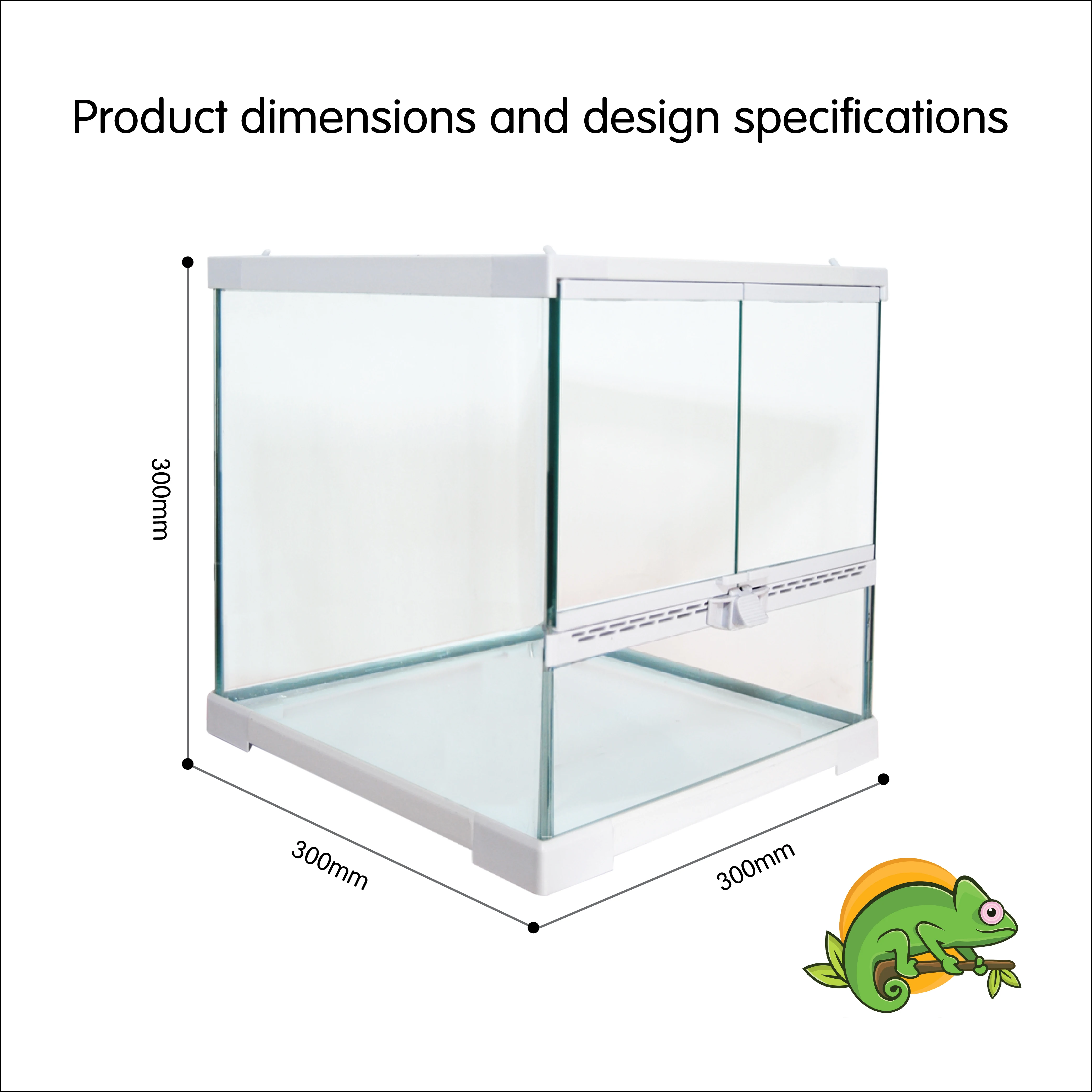 White Glass Terrarium Double Door Rainforest Cage Reptile Habitat Glass ...