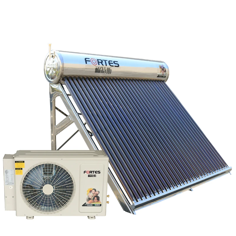 Best Price  Pressurized Evacuated Tube Hybrid Solar Water Heater System + Air Source air to Water Heat Pump for Home