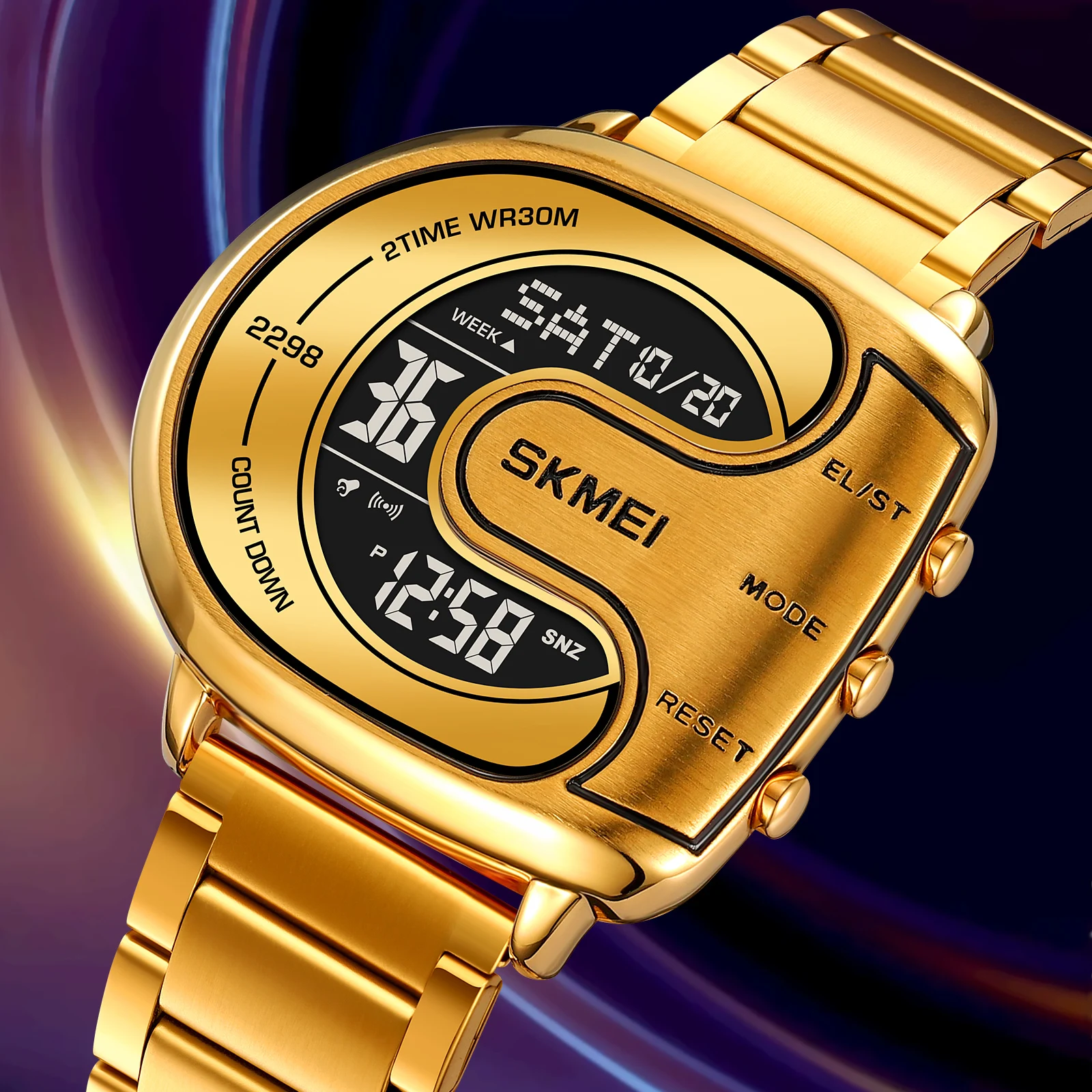 SKMEI 2298 Men's Luxury Digital Waterproof Watch - Irregular Shape