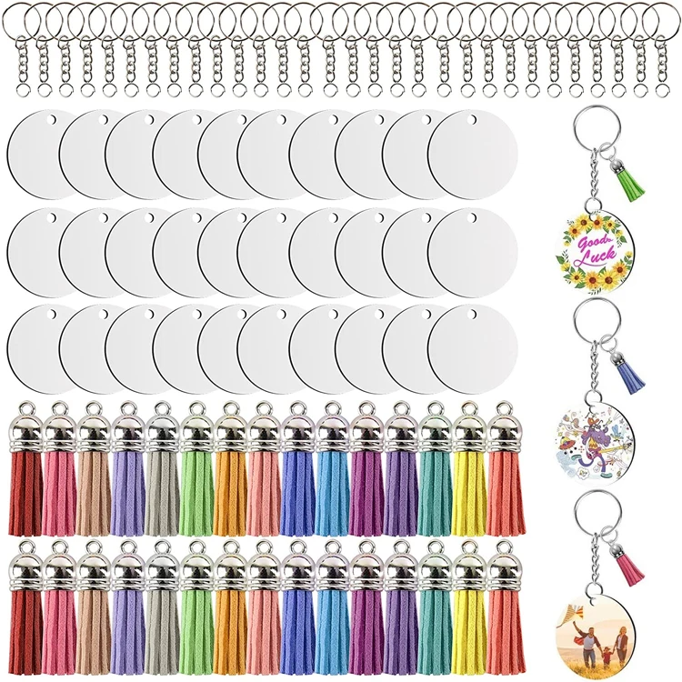 Diy Sublimation Keychain Set - 30 Pcs Double-sided Mdf Blanks & Oem