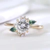 Anillo de moissanita de oro macizo real de 18 quilates