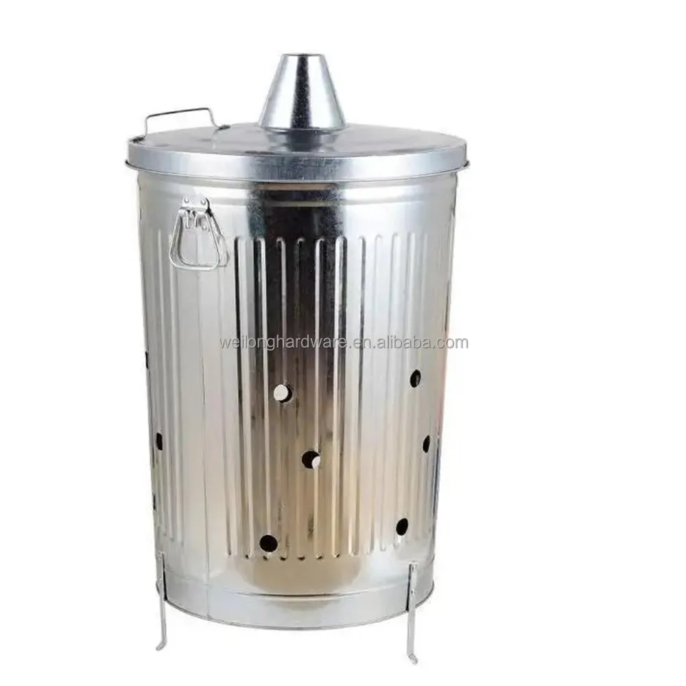 90l Galvanized Steel Garden Rubbish Incinerator Bin Galvanized Metal