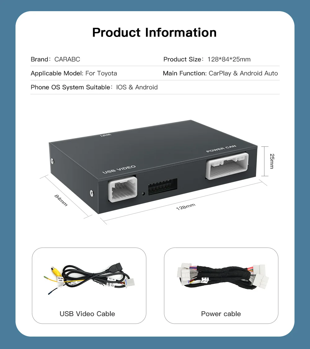 Carabc Wireless Apple Carplay Android Auto for Toyota