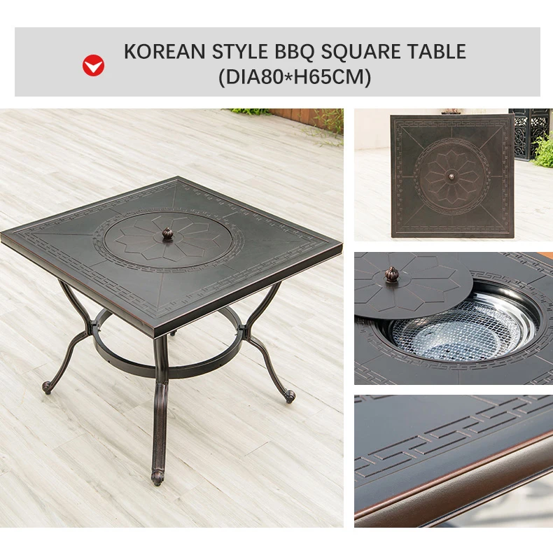 Hotsale Korean Style Barbecue Tables 80mm Outdoor Cast Aluminum Bbq