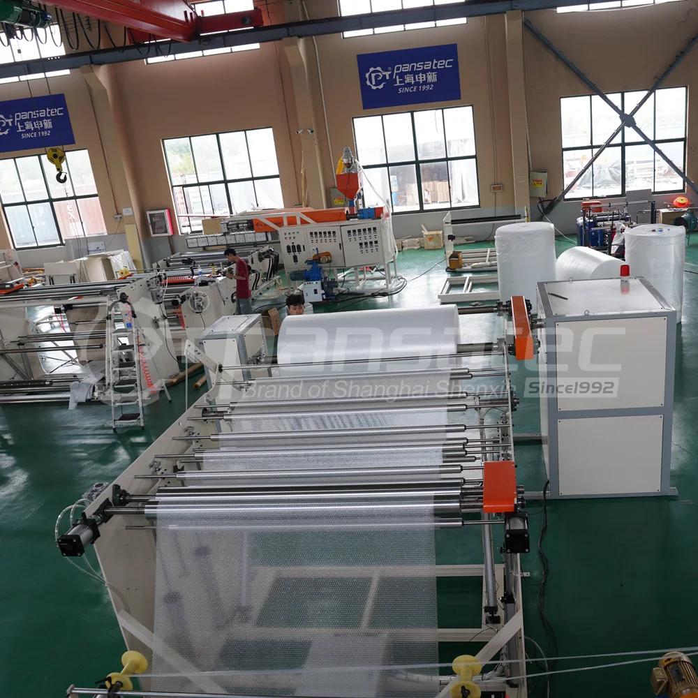 Pansatec Two-Layer PE Cast Stretch Film Machine Air Bubble Plastic Sheet Application with Motor and PLC Core Components