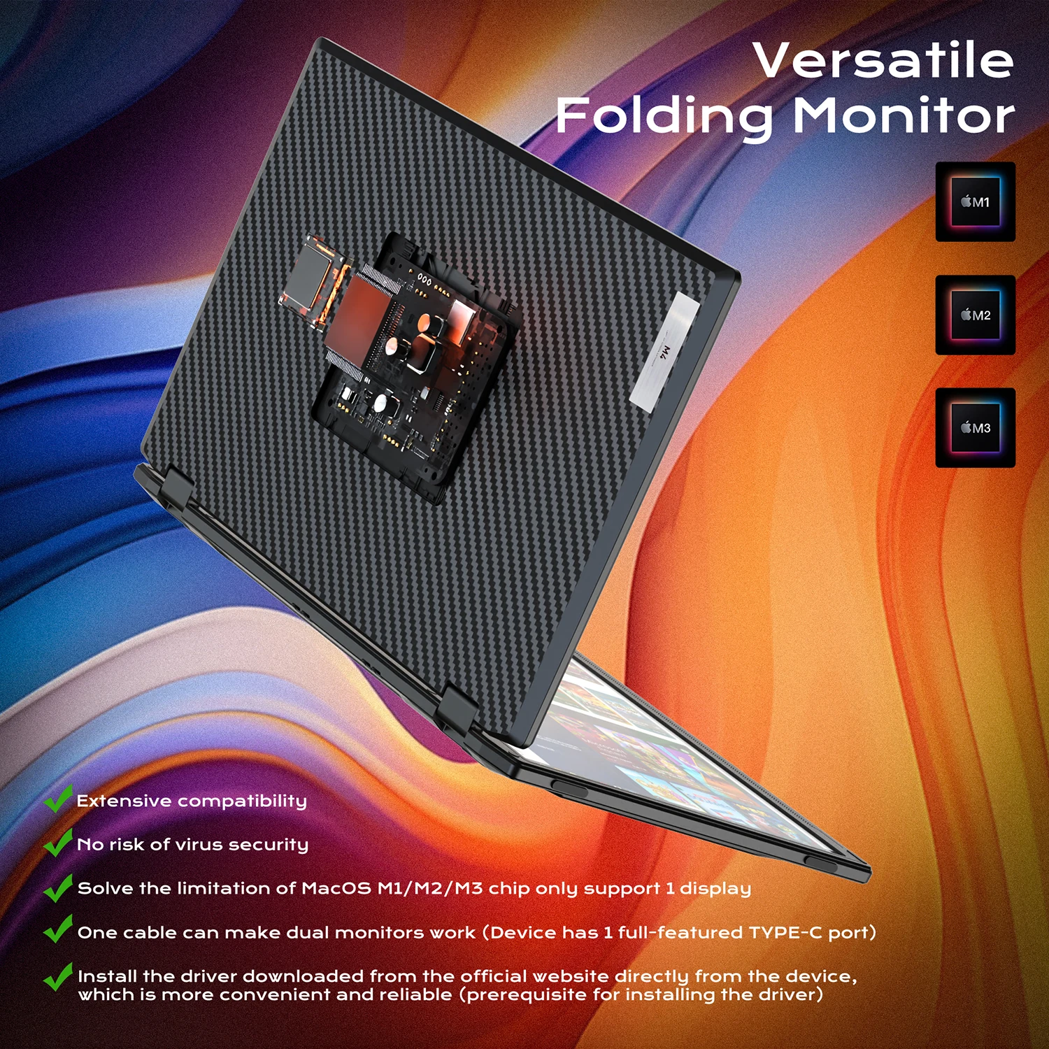 15.6 Inch M4 Triple Screen FHD IPS Portable Monitor for Business