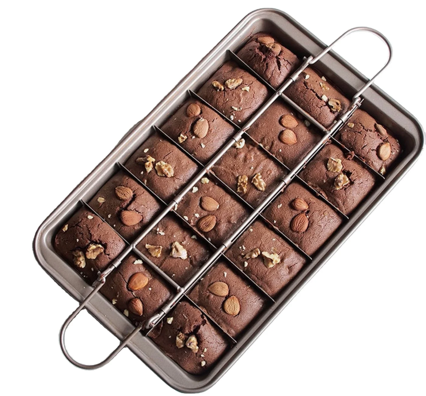 non stick brownie cake baking pan with dividers built-in 18