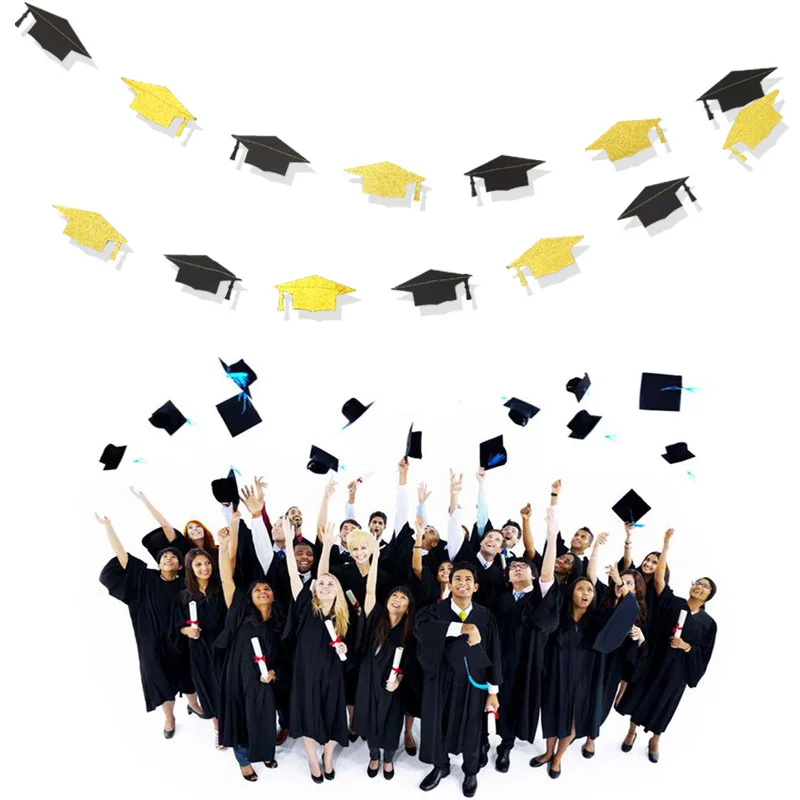 Black Congratulations Bunting Banner Congrats Garland Decoration Graduation
