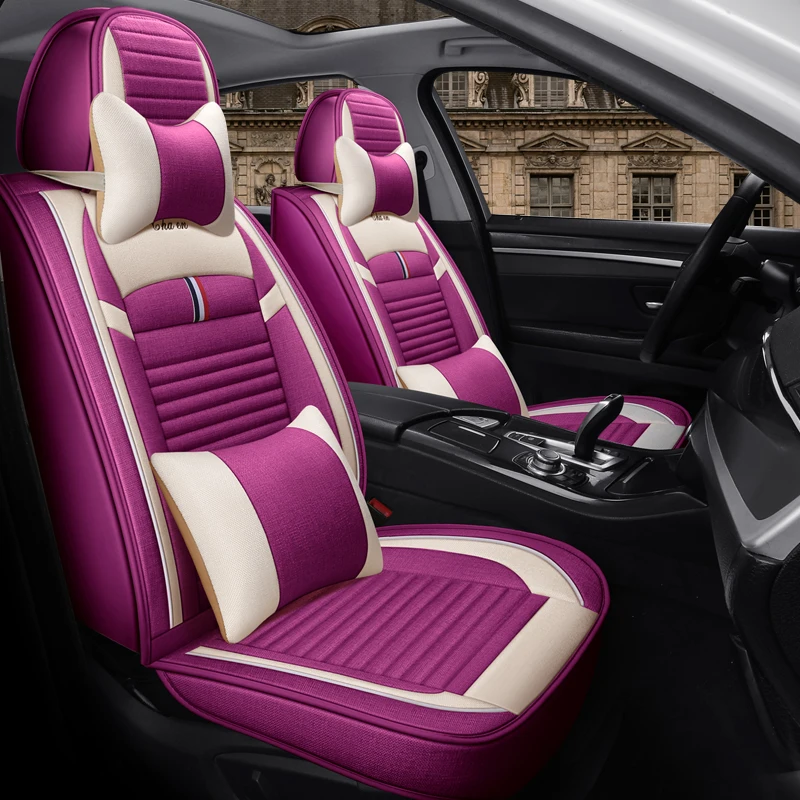 Linen Fabric Universal Fit Car Seat Cushion Full Set New Arrival