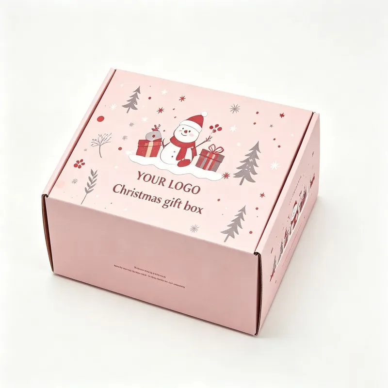 Cajas de regalo de cartón de papel con logotipo personalizado de lujo, caja de regalo de tamaño mediano para embalaje navideño y caja de envío