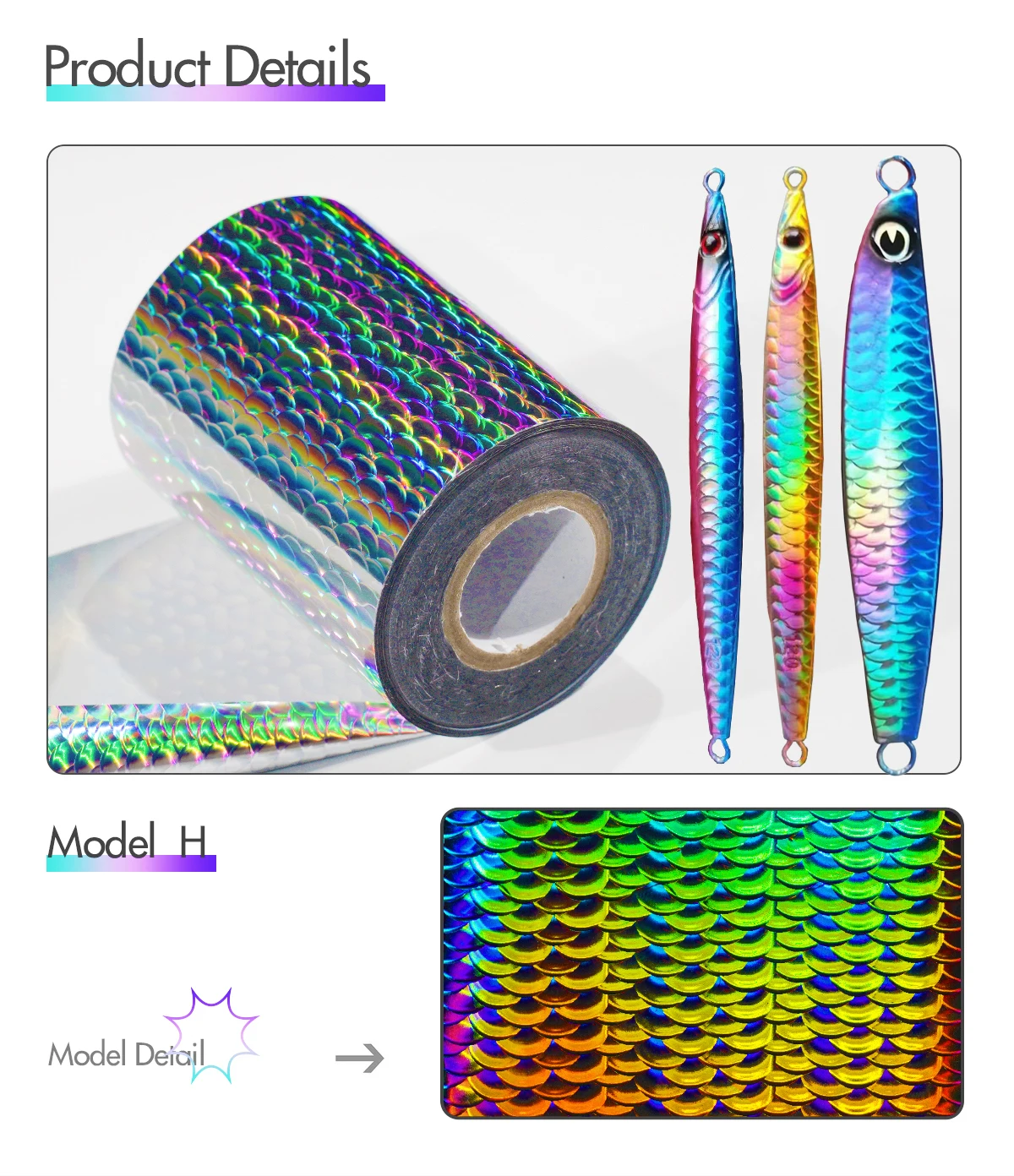 Colorful Holographic Transfer fish scales hot