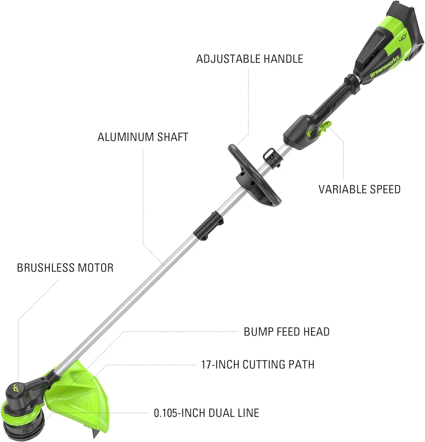 Greenworks 40V 17 Inch Brushless String Trimmer Tool Only, China