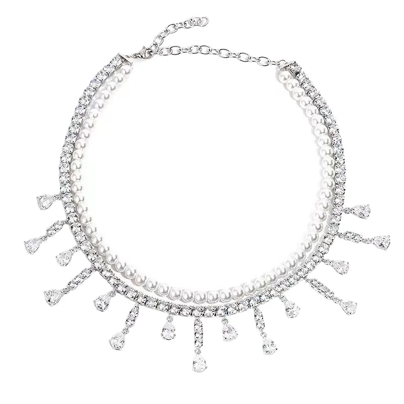 Elegant Diamond Cross Pendant Zircon Jewelry Set