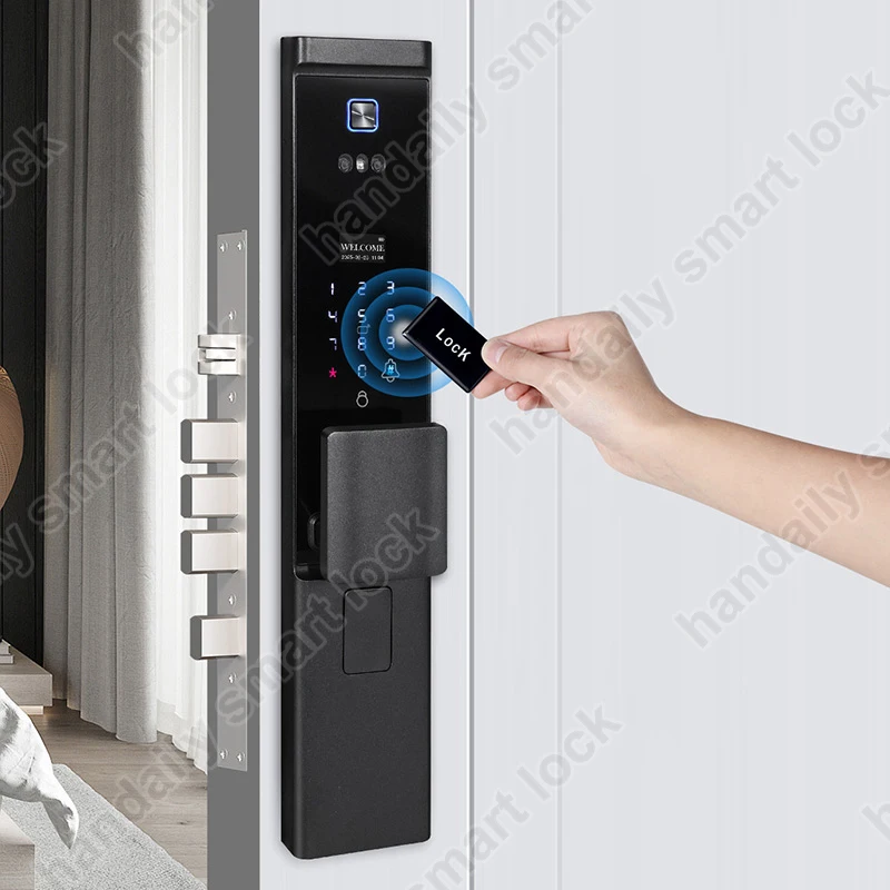 Waterproof Tuya APP Electronic Digital Locks 3D Face Recognition Biometric Fingerprint Smart Door Lock With Israel 6085 Mortise W8