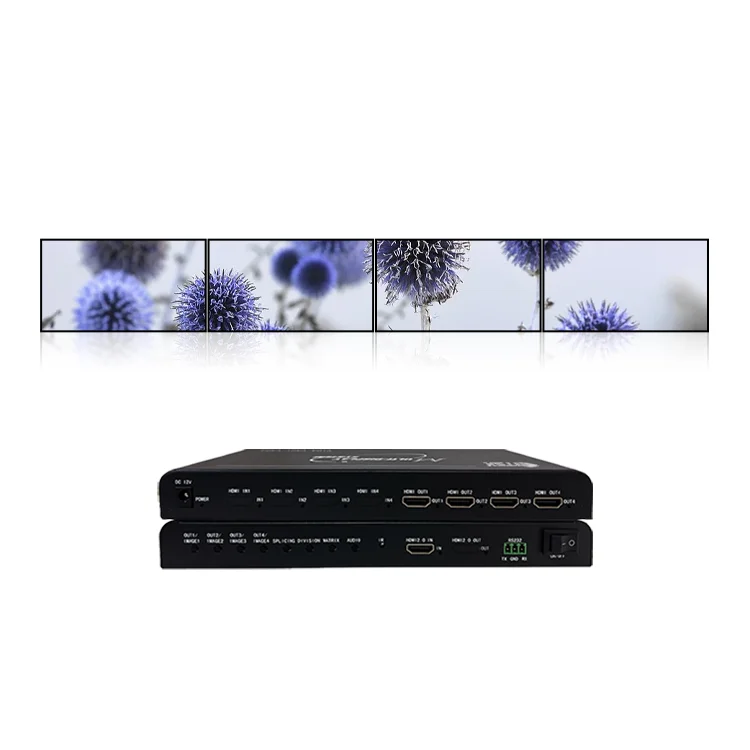 Bitvisus Professional Audio Video & Lighting TV Video Wall Processor RS232 IR Control HDMI 4K 2x2 Supports 4 HDMI in 4 HDMI Out