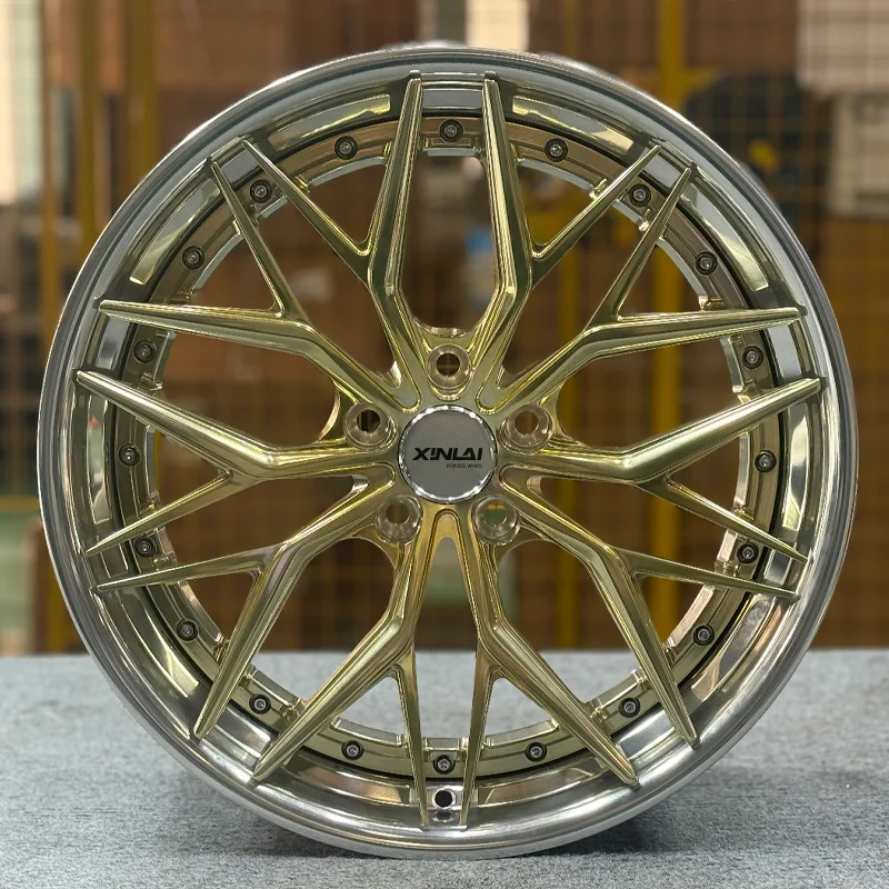 XL 2-Piece Gold Rim Deep Dish Concave Custom Forged Wheel 5x114.3 5x120 5x112 Car Alloy Wheels 18 19 20 21 22 23 Inch Rim - Image 3