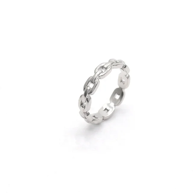 dainty adjustable chain ring link for charms zircon 925 sterling silver cuban link chain ring for women