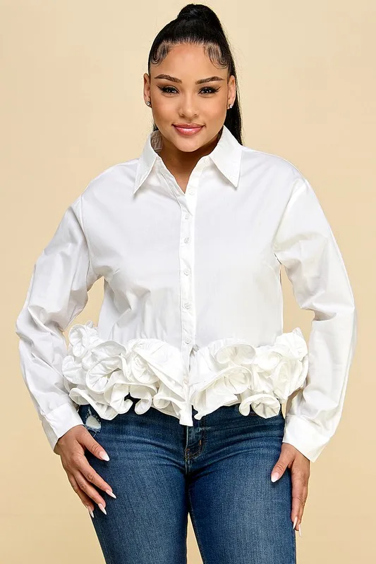 Ladies Casual Cute Multi-layered Ruffle Shirt Woven For Spring/summer Season - Image 2