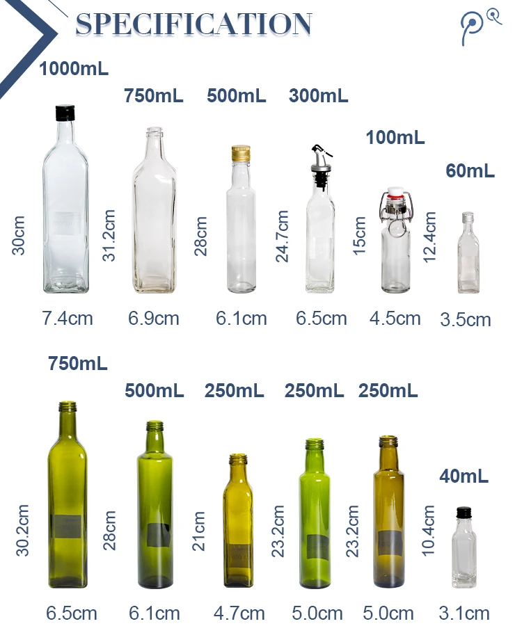 Food Grade Olive Oil Packaging 250ml 500ml 750ml 1000ml Empty Square ...