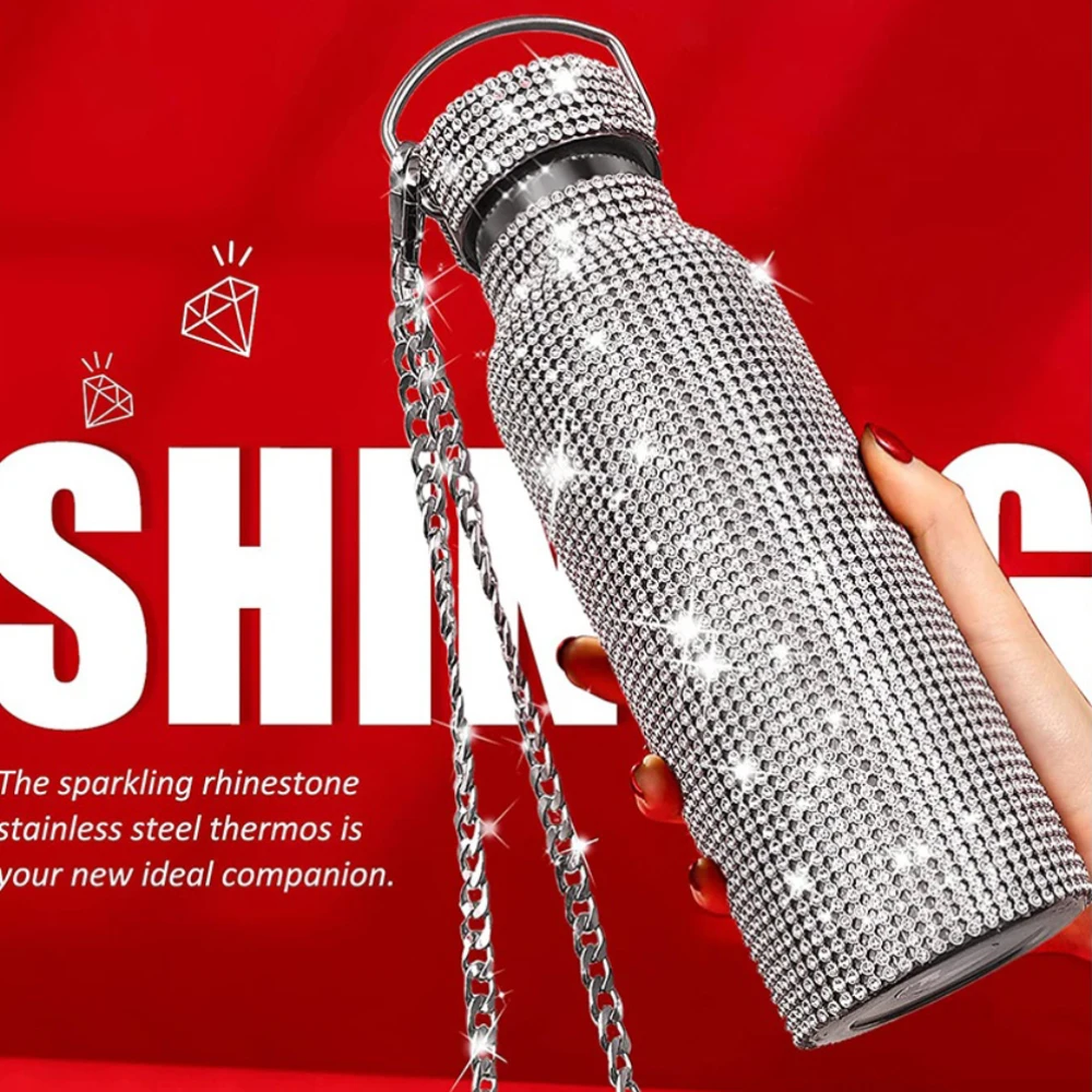 17 Oz Bling Rhinestone Bottles Bulk Glitter Stainless Steel Water