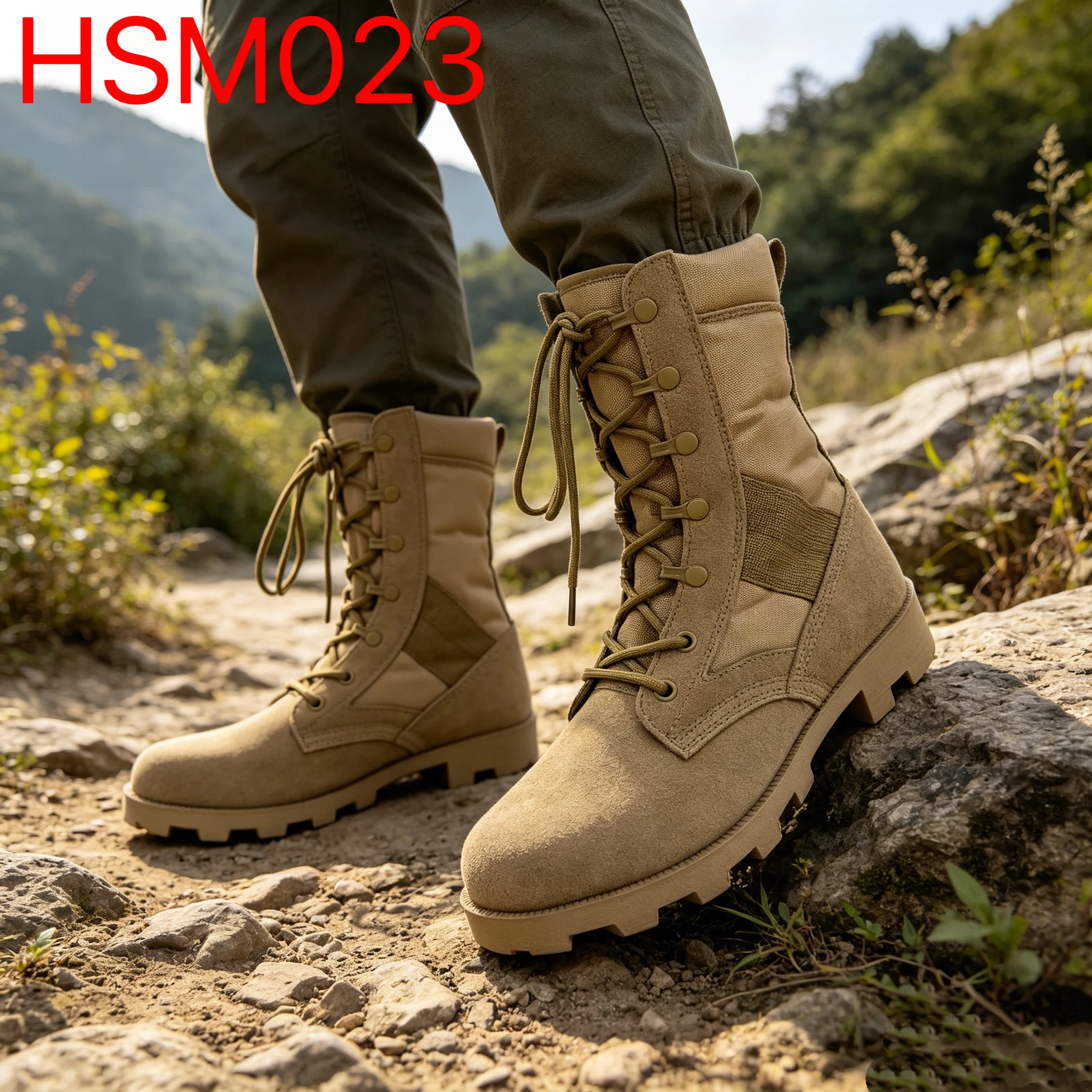 YYR, Sepatu Bot Marching Klasik Altama Tahan Lama untuk Eksplorasi Gurun, Cocok untuk Jalanan Pegunungan, Warna Pasir/Hitam, Sepatu Bot Peralatan Taktis HSM023