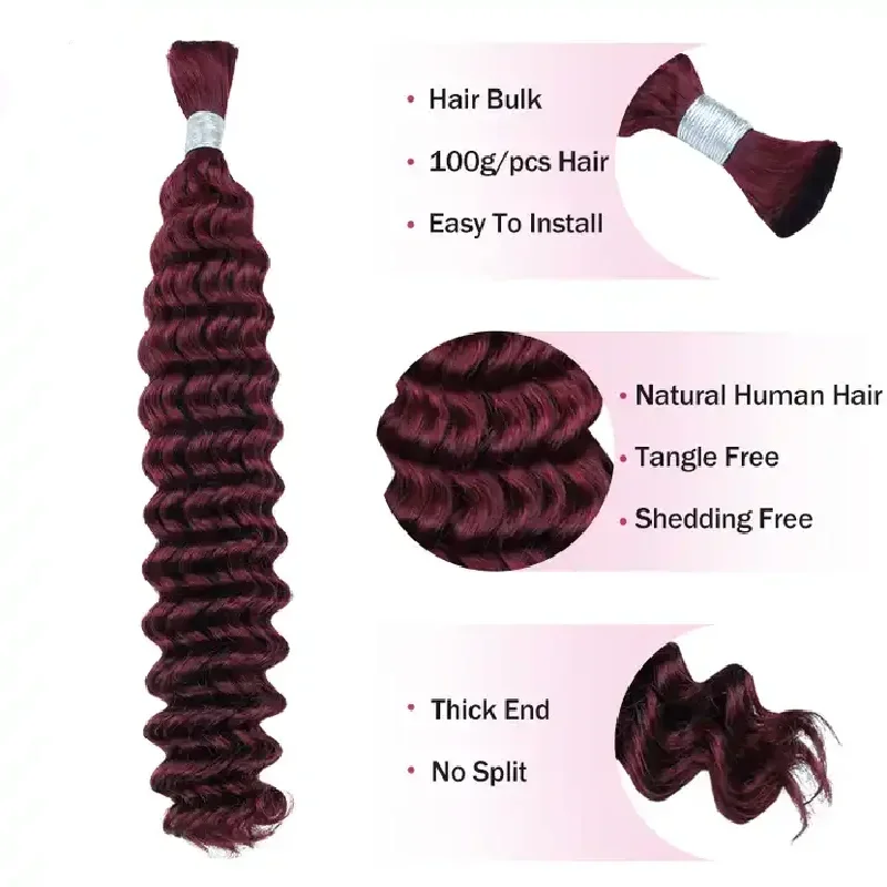 Deep Wave Echthaar Braiding Extensions Remy Haar Bündel_voghion.com