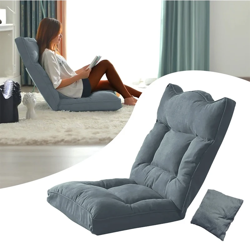 Comfortable Single Foldable Tatami Folding Chair Lazy Beanbag Fabric Sofa  Couch Reclining Floor Seat With Adjustable Backrest