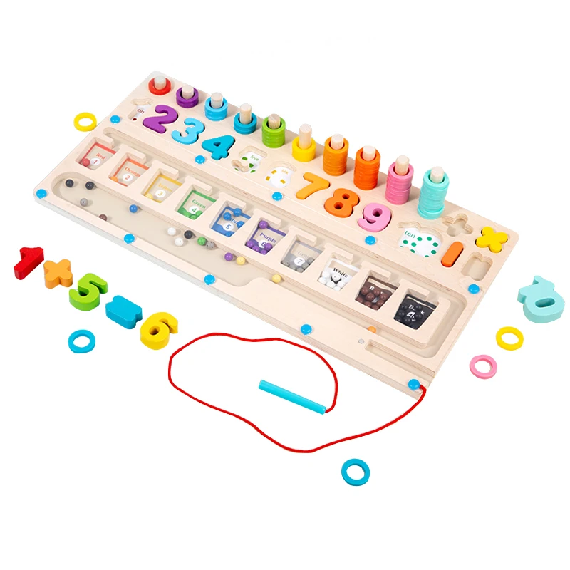 Wooden educational toy logarithmic board children's early education enlightenment digital matching cognitive magnetic pen game-777056