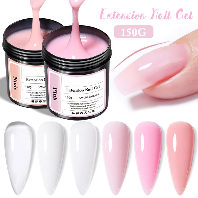 150g Hard Gel Nail Builder White Pink Clear Extension Nail Gel Varnish Polygels Builder Polish Gel