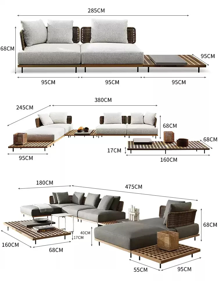 Rattan Outdoor Sofa Set - Modern Wicker Daybed for Garden, Patio