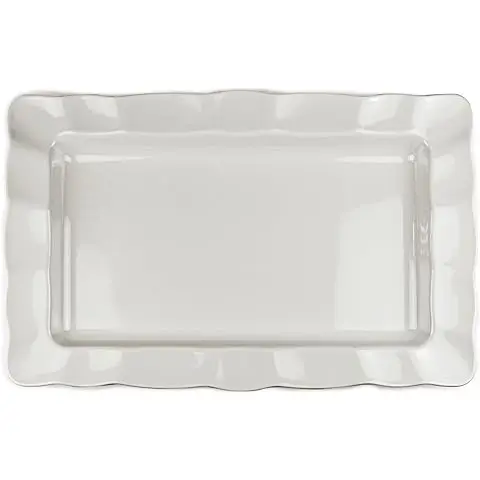22-Inch Glossy Wavy Edge Rectangular Melamine Serving Platter Attractive Dining and Patio Parties Turkey Tray for Home Use