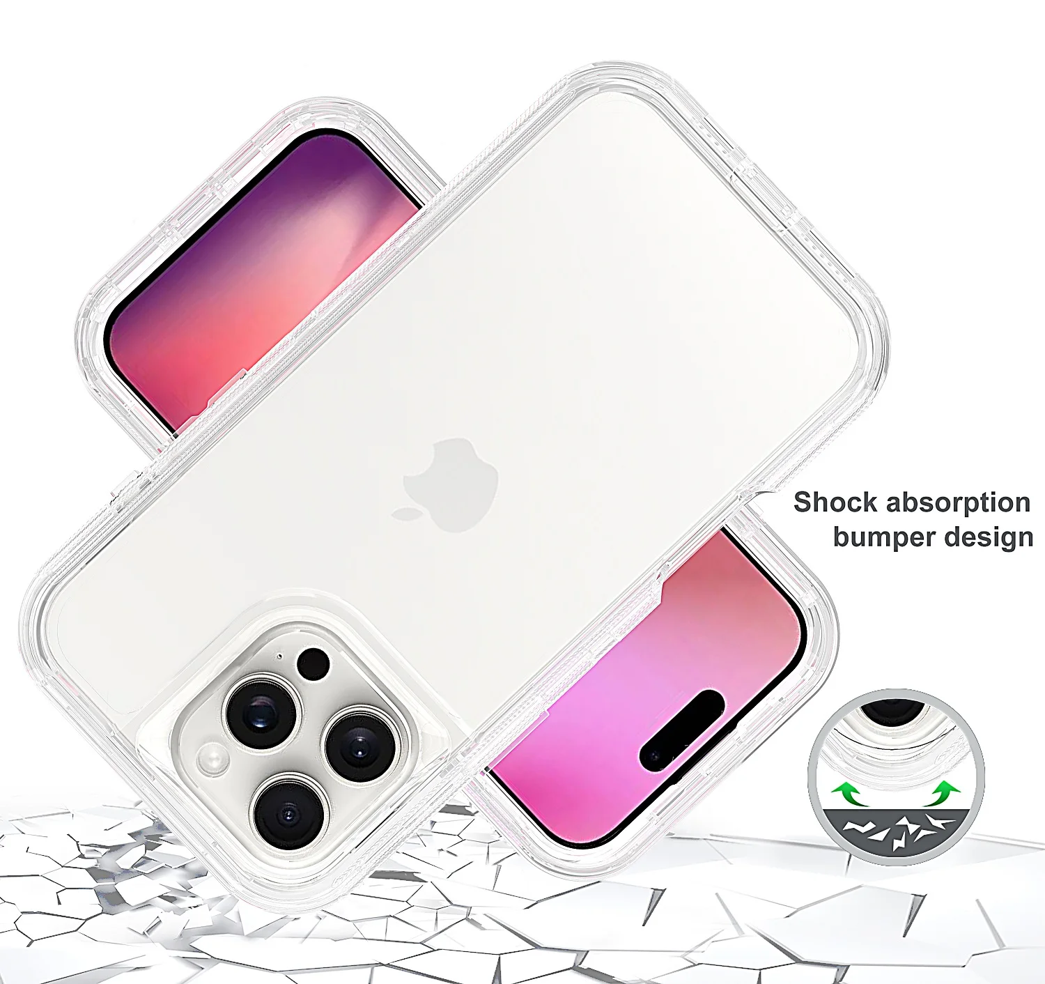 3 in 1 Defender Hybrid Transparent Tough Back Cover Protective Phone Case for iPhone 16 16pro 16 Pro Max