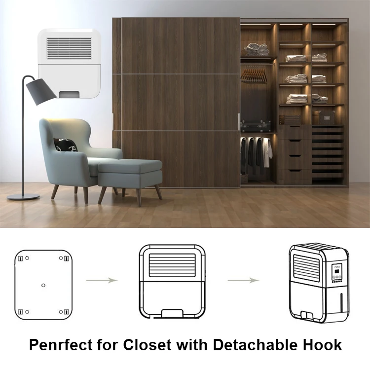 Thermoelectric Peltier Mini Electrical Dehumidifier with Hang Buckle for Closet or Wall