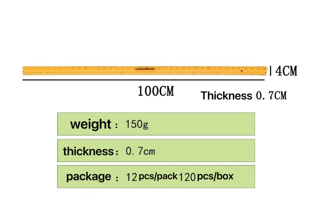 High Quality 1M Wooden Ruler with Grip High Definition Scale for Various Measuring Needs