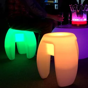 Modern LED Cube Chair Stool Plastic Triangular Bar Seat with Lighting for Bar Furniture Genre