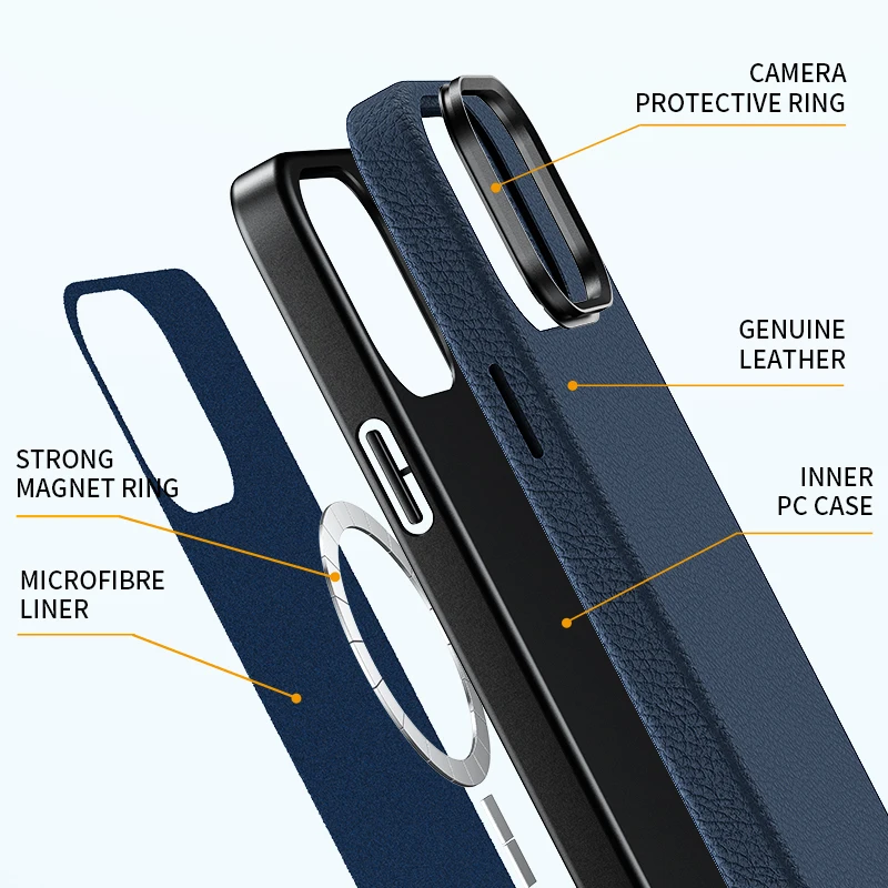 Private Label Popular Anti-scratch Litchi Grain Leather Colorful 13 14 15 Promax Off -White 15pro Mobile Phone Cases for iPhone