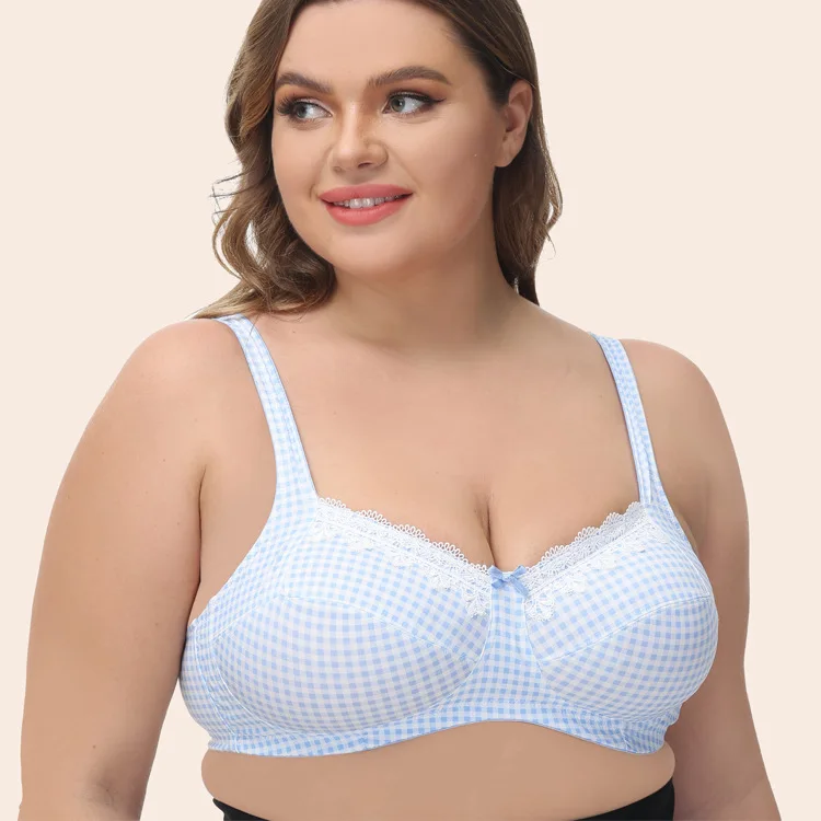 Latest Bra Designs Comfortable Sexy Fat Women Underwear Light Blue