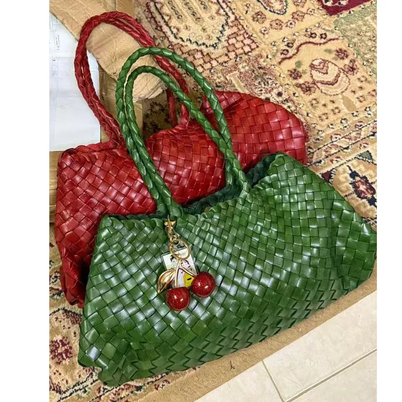 Hand-braided cowhide tote