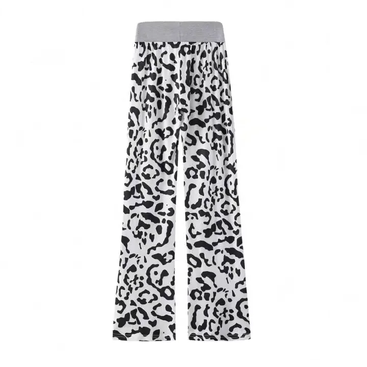 Pijama De Leopardo A Cuadros Para Mujer,Pantalones Y Pantalones Holgados  Elásticos De Camal Ancho Con Cordón,De Talla Grande - Buy Mujer Pantalones  De Leopardo,Más El Tamaño De Las Mujeres Casuales Pantalones Y