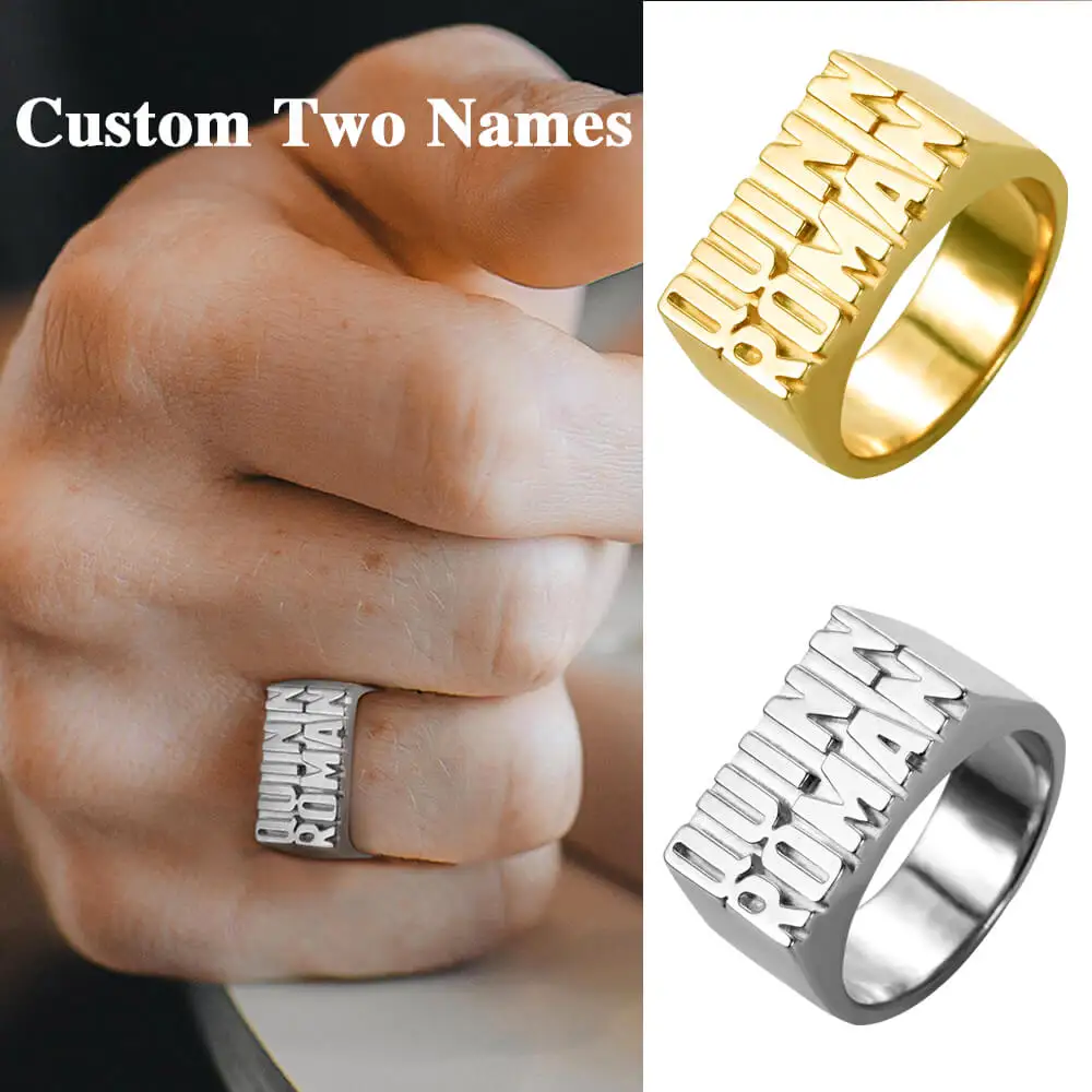 Bijoux personnalisés à la mode, bague avec lettres, arabe, acier